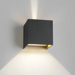 Box up/down LED væglampe - Sort/guld