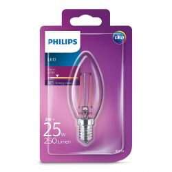 Philips LED Kerte Filament 2W (25W) Varm hvid E14