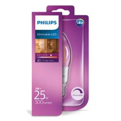 Philips LED Kerte Filament 3W (25W) Dæmpbar Varm hvid E14