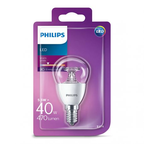 Philips LED Krone Mat 5,5W (40W) Varm hvid E14